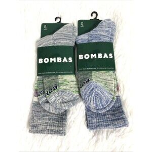 Bombas Hex Tec Hike Hiking Crew Socks 2 Pairs Size M/L Organic Supima Cotton